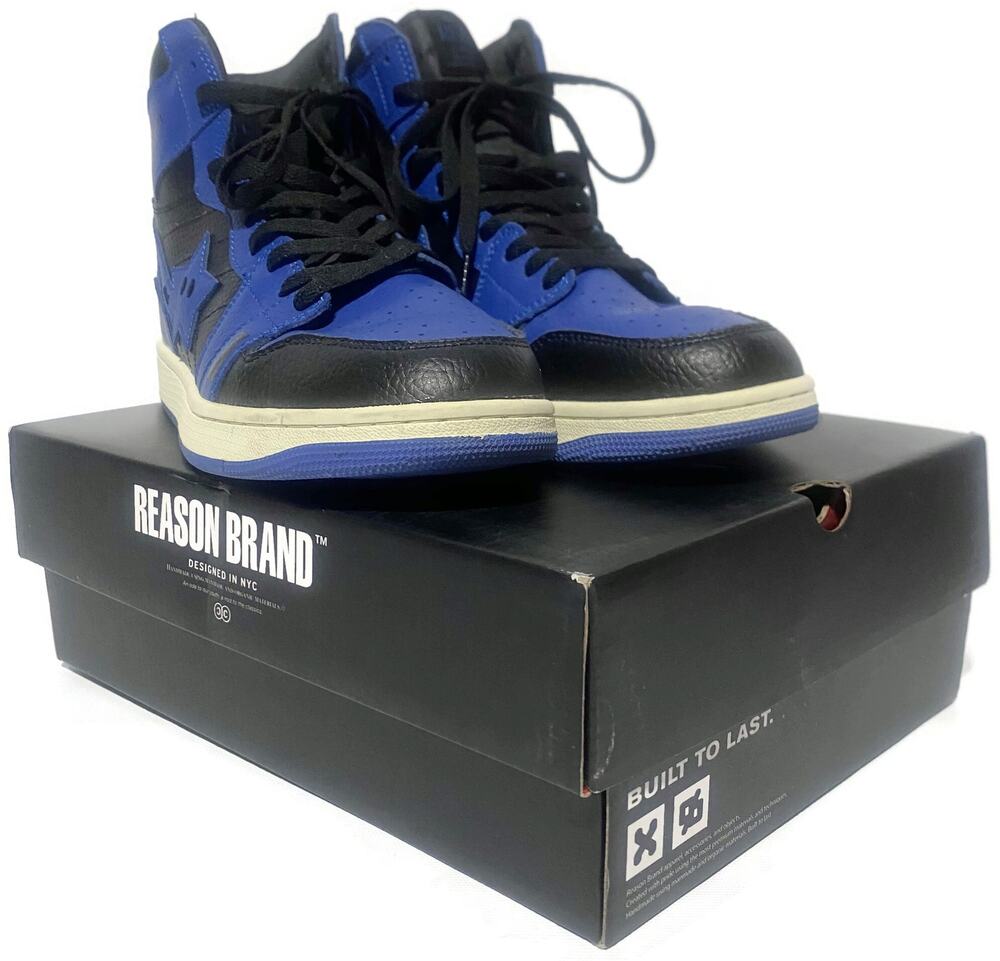 Reason Brand High Top Sneakers Men's Size 12 Blue Leather Streetwear Shoes